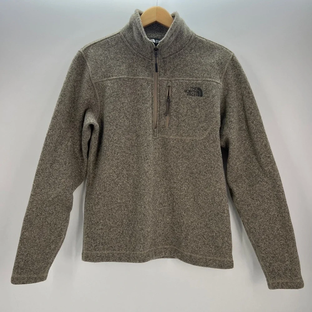 The North Face Mens Size S Gordon Lyons‎ Heather Brown 1/4 Zip Fleece Pullover